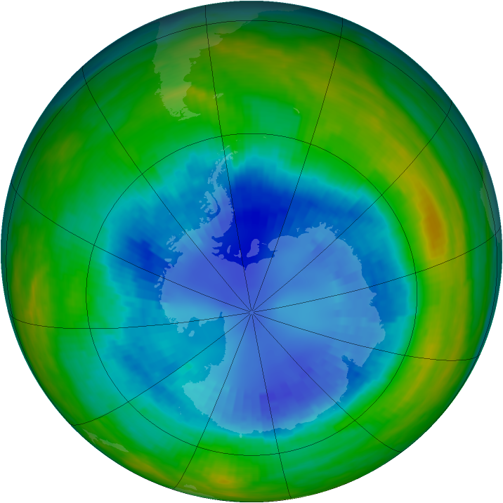 Antarctic ozone map for 02 September 1987